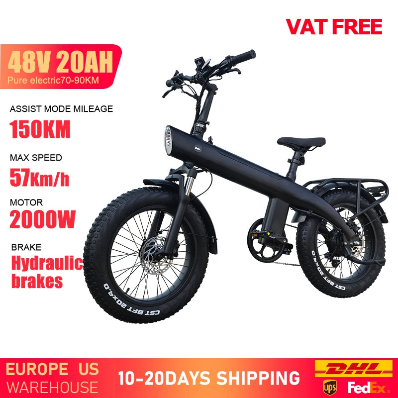 HX Q3 2000W Electric Bike 48V 20AH Off-Road Adult E-Bike 20 Inch