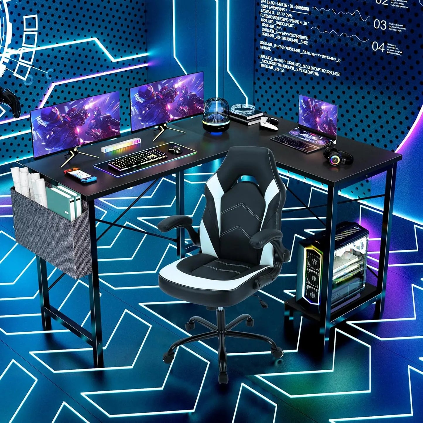 L Shaped Computer Desk Corner Gaming Desk with CPU Stand for Home Office