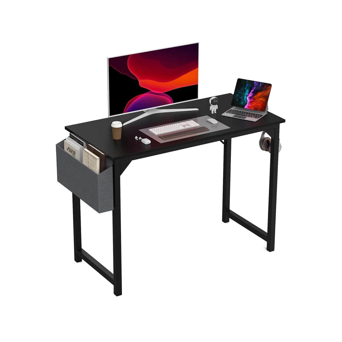 Ljustra Modern Compact Computer Desk with Storage and Headphone Hook