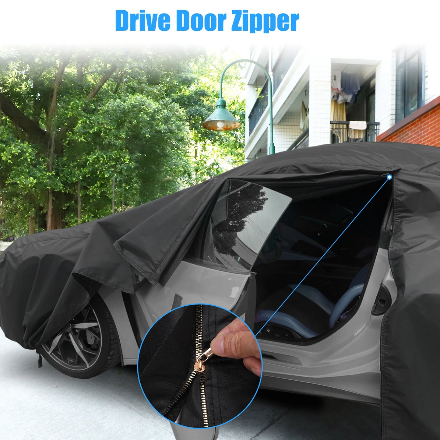 Uxcell Waterproof Car Cover Full Cover Zipper Smart Fortwo 2016-2022