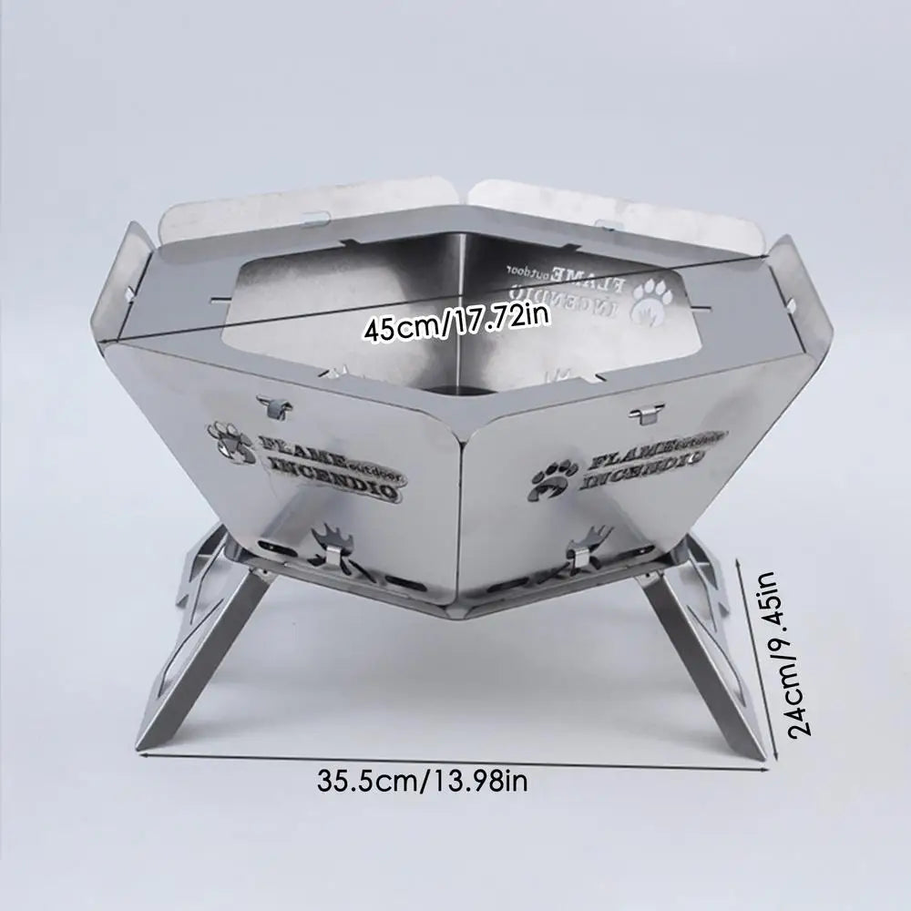 Portable Heavy Duty Fire Pit Grill Barbecue Campfire Hexagonal BBQ