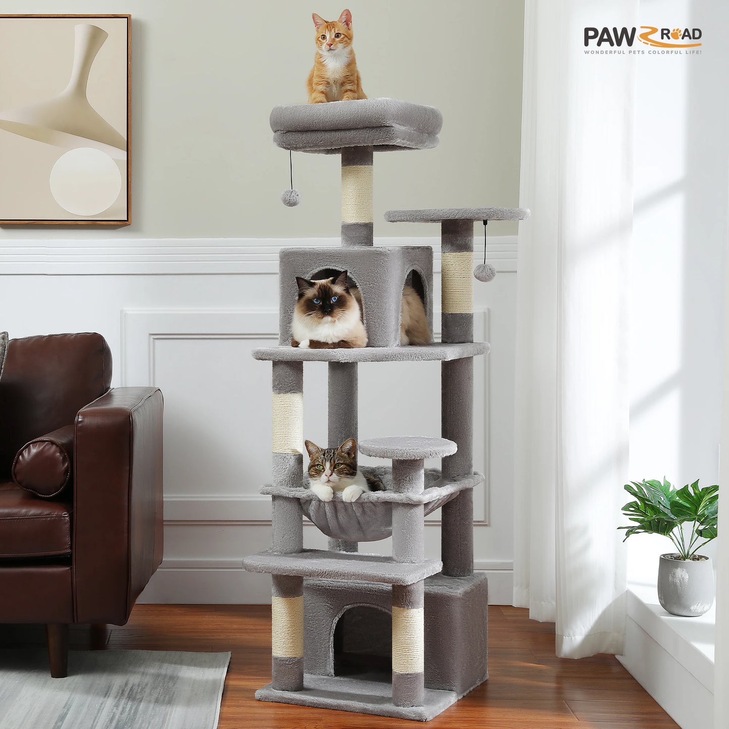 Large Cat Tree Tower Indoor Cats Scratching Posts Hammock Condo Toys