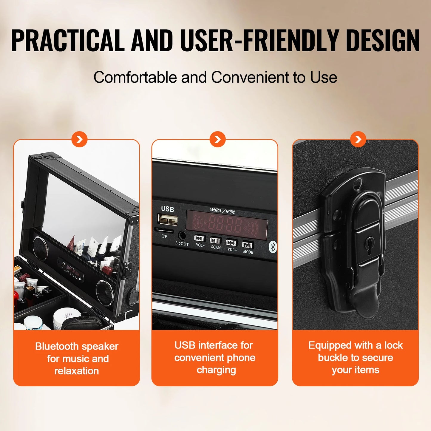 SucceBuy Professional Makeup Train Case Extra Large Rolling Storage Case