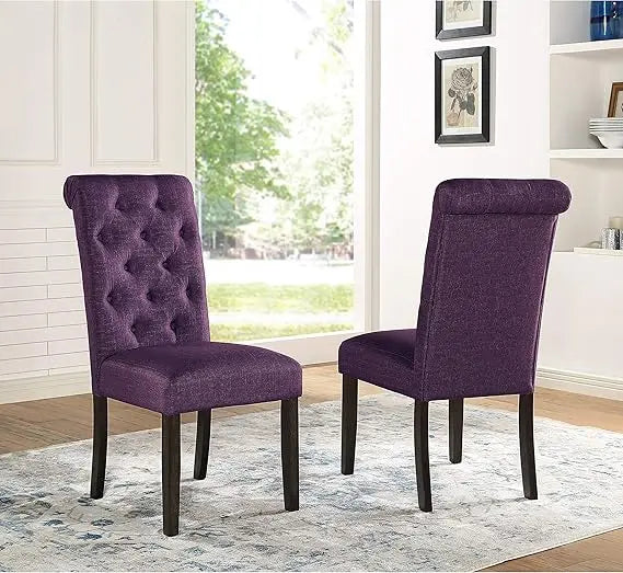 Leviton Solid Wood Tufted Parsons Dining Chairs Set of 2 Modern Furniture