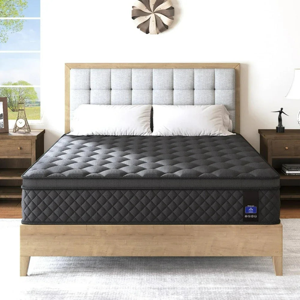 Ljustra Queen Hybrid Mattress Euro Top Medium Firm Support