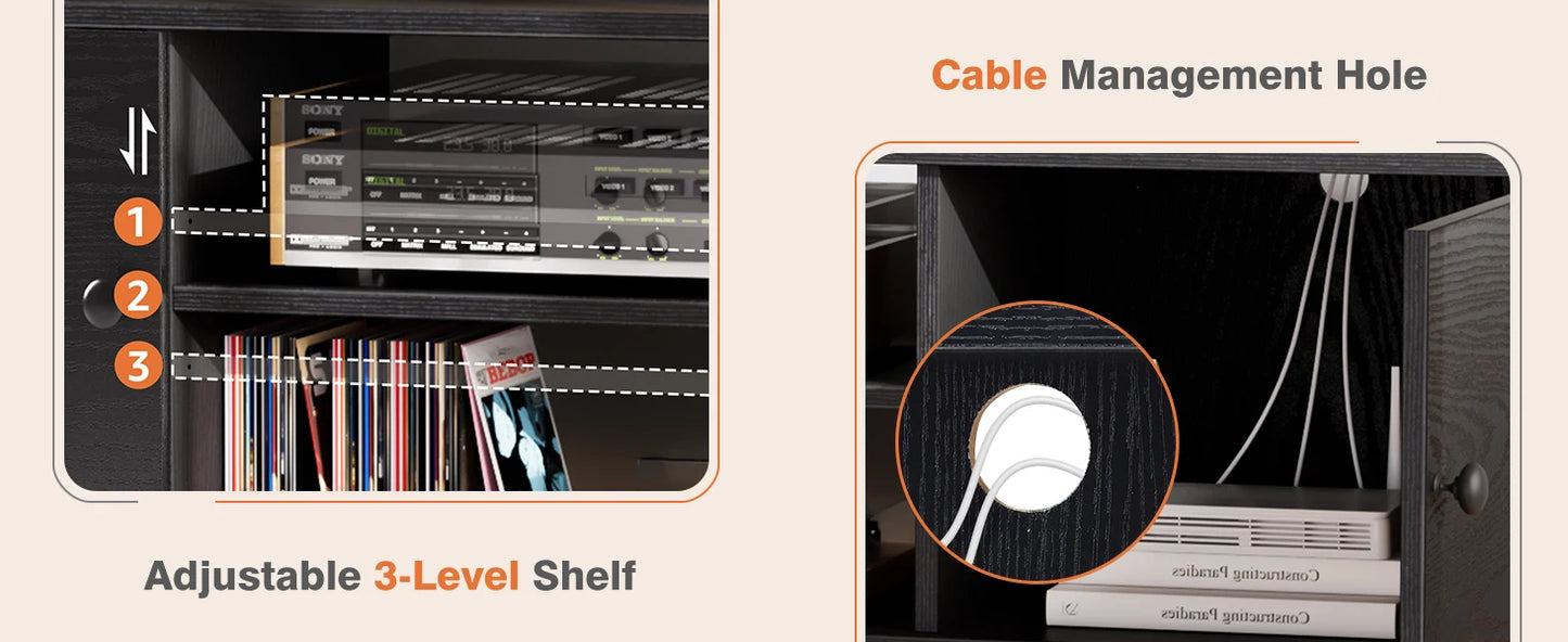 Ljustra Wooden Fireplace TV Stand for Up to 60 Inch Adjustable Shelf Storage