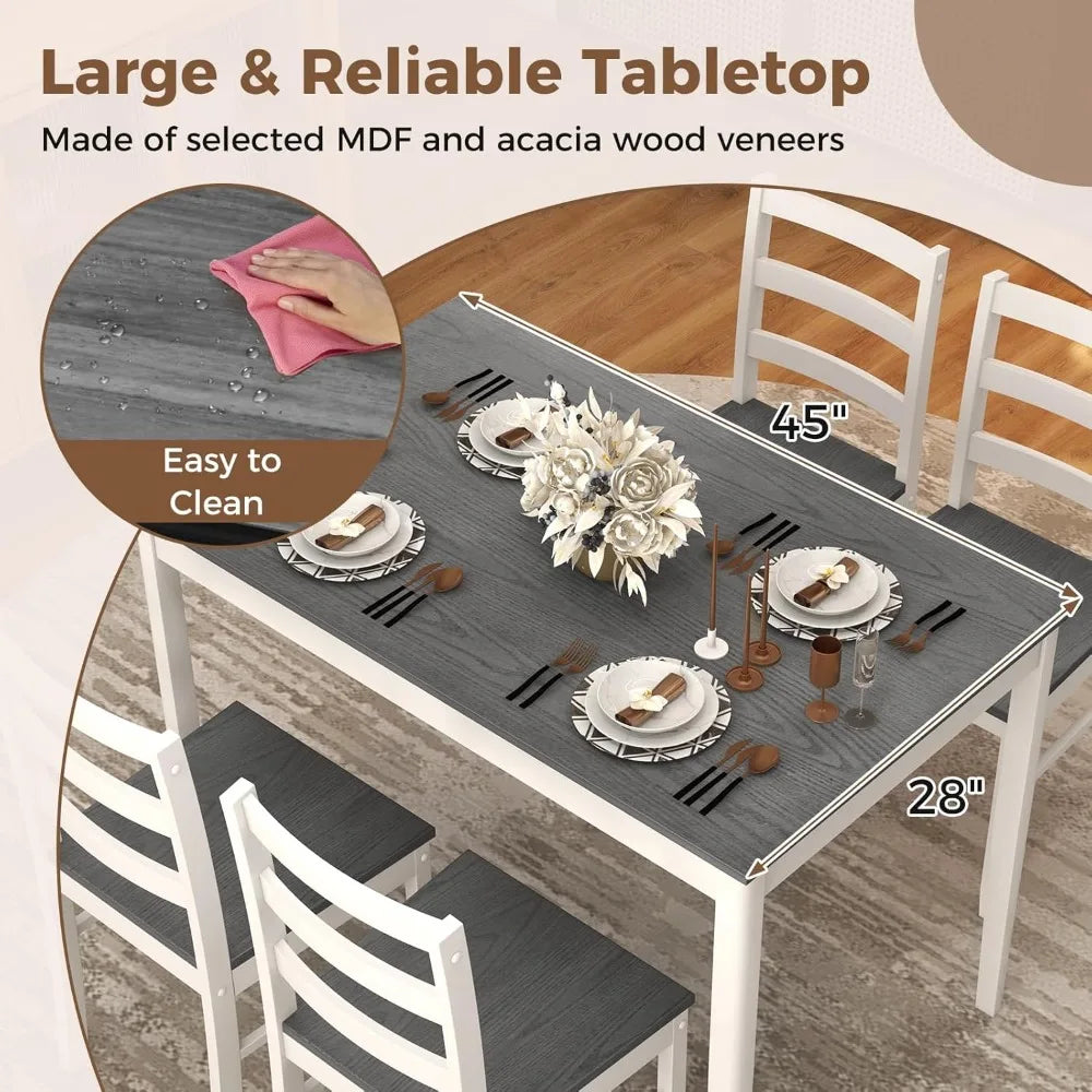 Ljustra Dining Table Set for 4 Modern Wood Kitchen Furniture Space-Saving