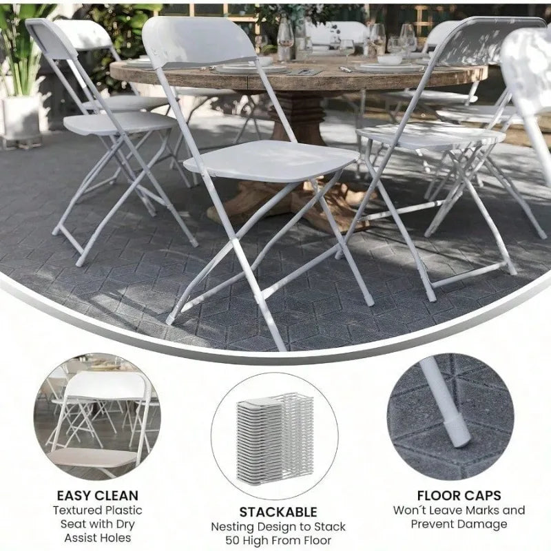 Folding Chair 4 Pack Lightweight Plastic 650LB Capacity Comfortable