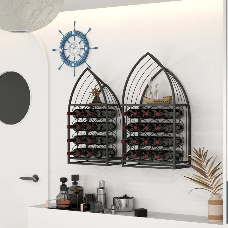 Sailboat Shaped Display Rack Freestanding Cabinet Wine Spirits Storage