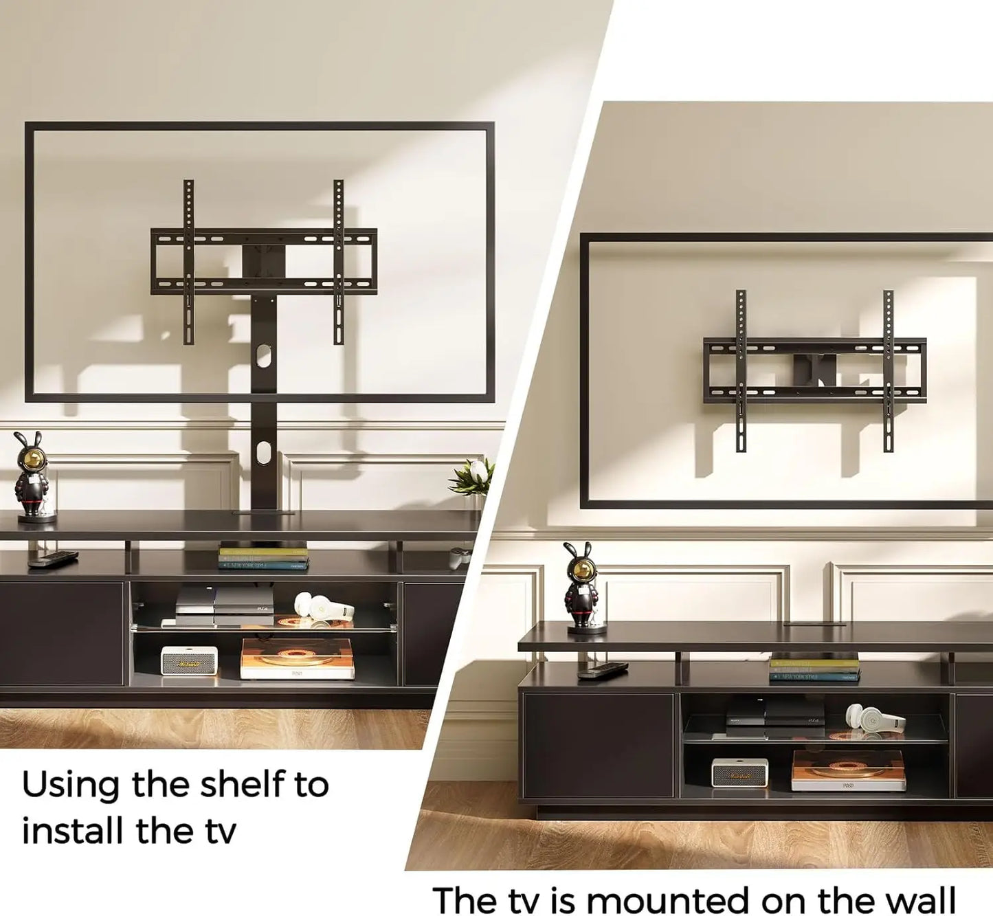 Modern TV Stand with Mount and Power Outlet for 32-70 inch TVs