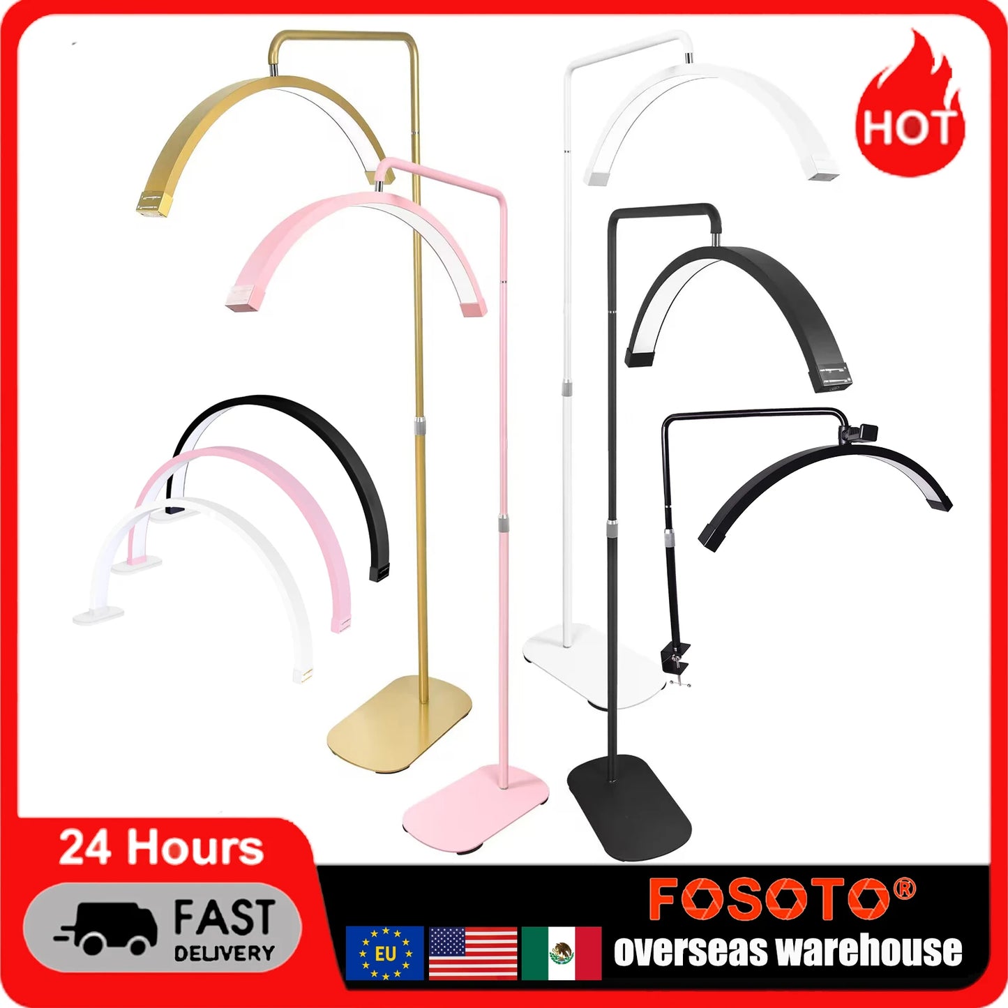 Fosoto Half-moon LED Video Light for Beauty Salon Tattoo Eyelash Work