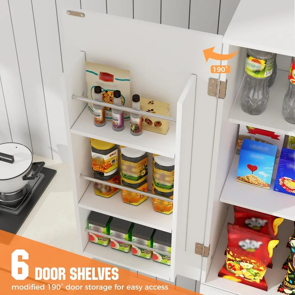 72 Inch Kitchen Pantry Cabinet Storage Cupboard with Adjustable Shelves