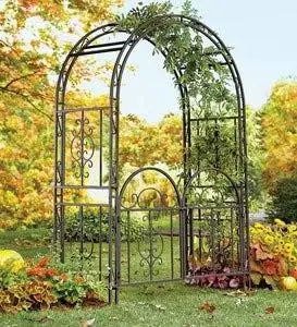 Arch Metal Outdoor Garden Arbor Double Gate 84 Inch Height 53 Inch Width