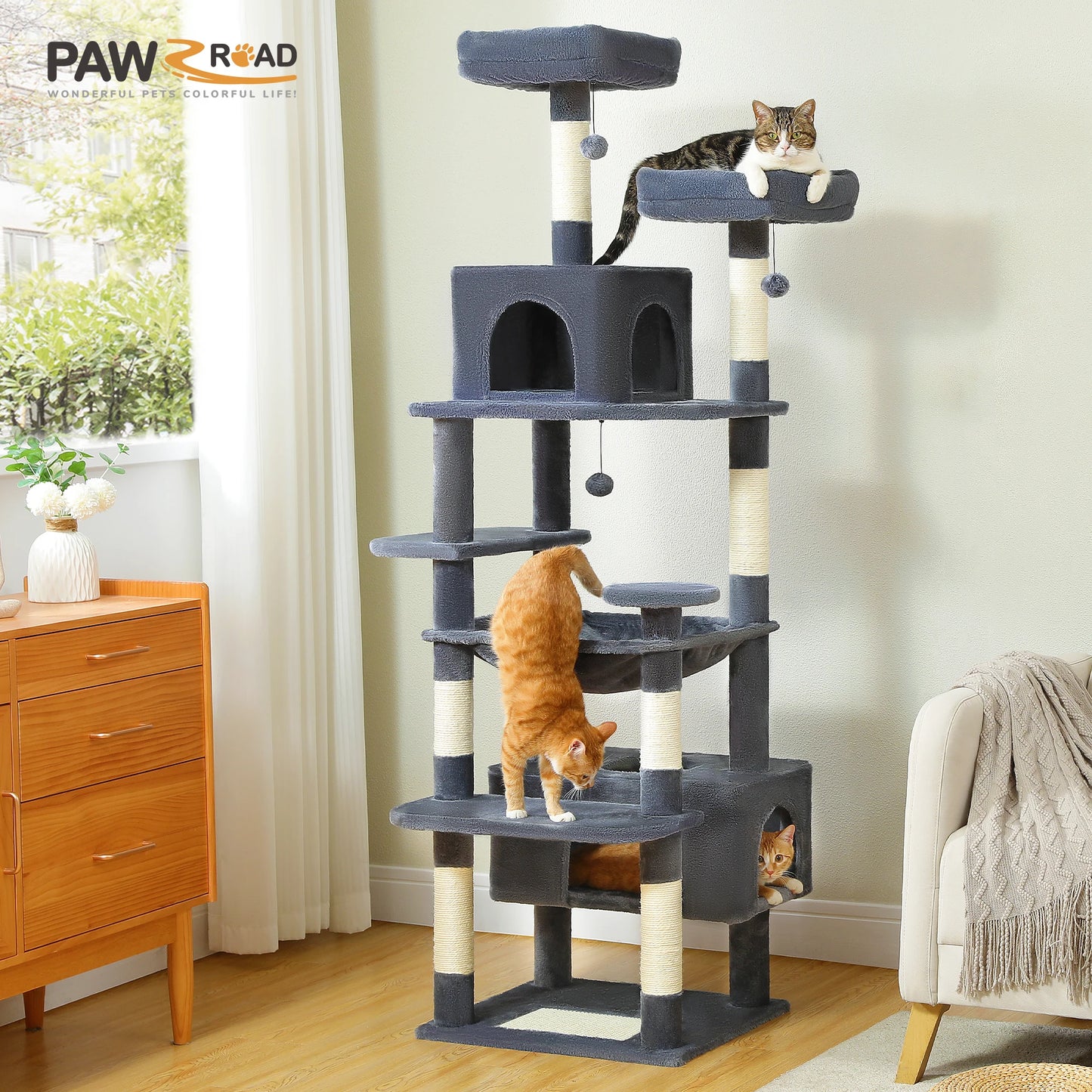 Large Cat Tree Tower Indoor Cats Scratching Posts Hammock Condo Toys