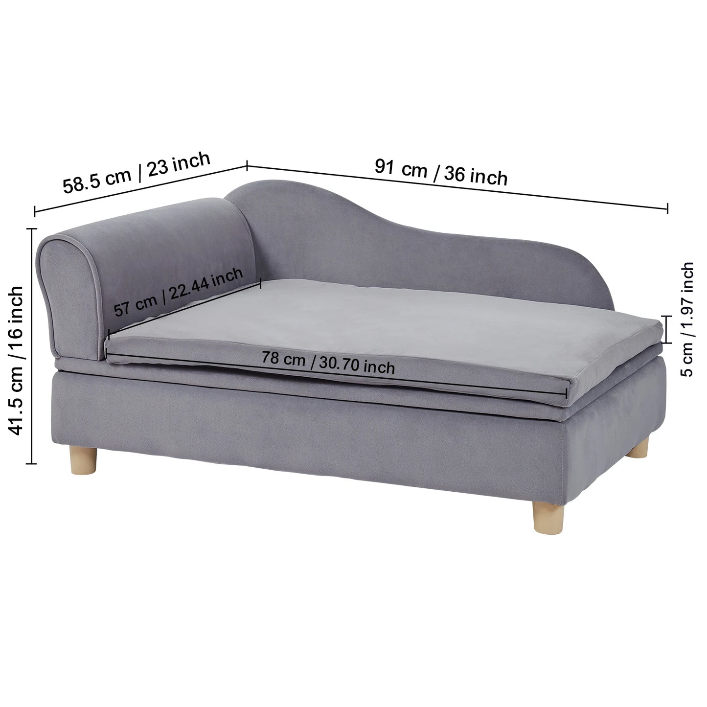 Ljustra Luxury Pet Sofa Bed for Medium Dogs and Cats Soft Velvet Couch