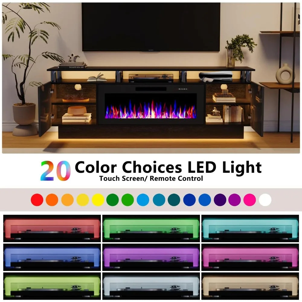 Fireplace TV Stand with 36 Inch Electric Fireplace Modern Living Room