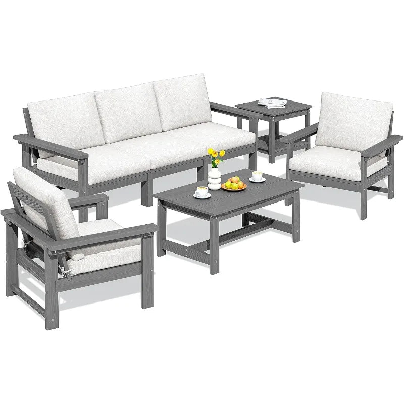 HDPE 7-Piece Outdoor Sectional Sofa Set All Weather Patio Furniture