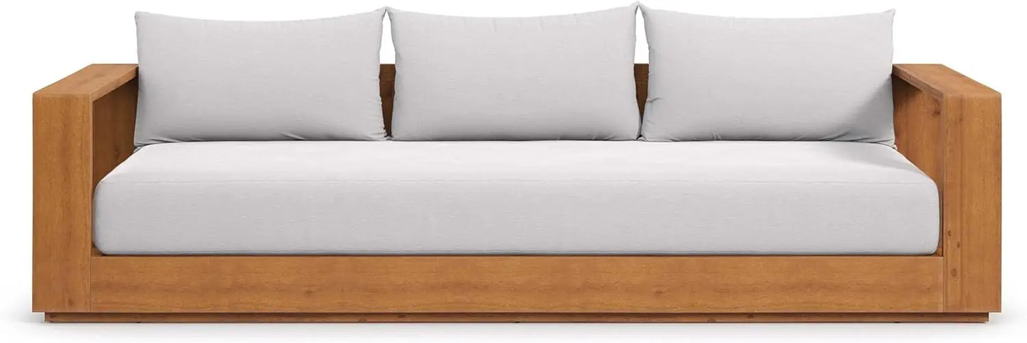 Tahoe Acacia Wood Outdoor Patio Sofa Weather-Resistant Cushions