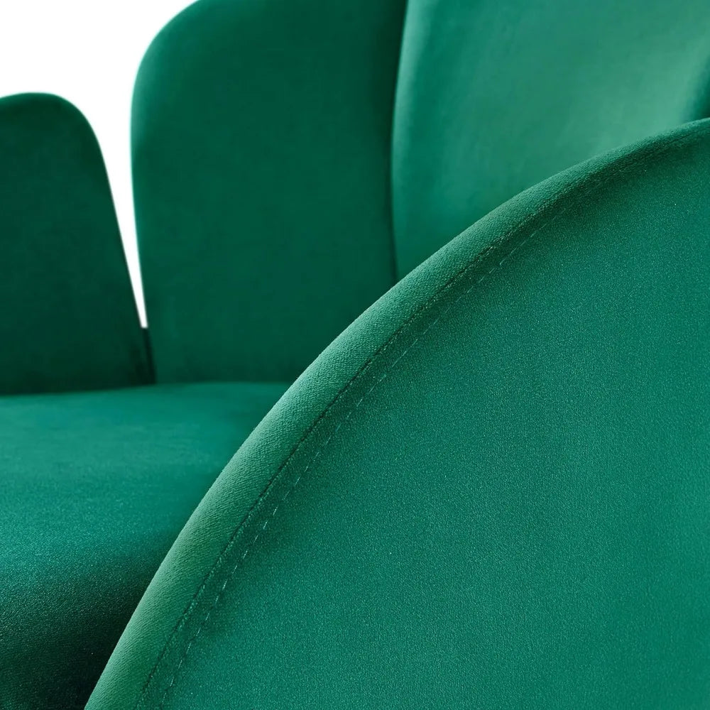 Modern Flower Velvet Vanity Chair with Golden Metal Legs for Home