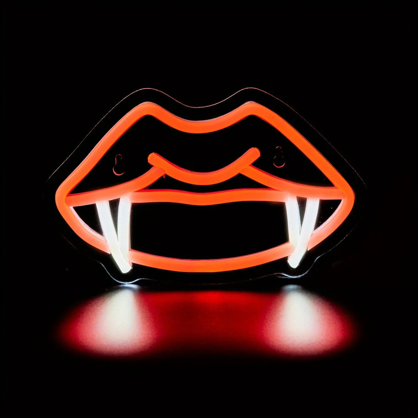 Neon Vampire Teeth Lips LED Light Gothic Style Wall Decoration