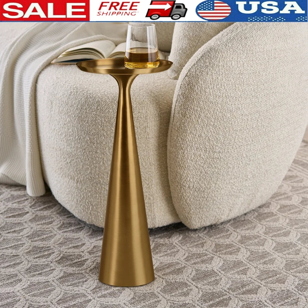 Elegant Metal Drink Table 24 Inch Tall Round End Table Indoor Decor