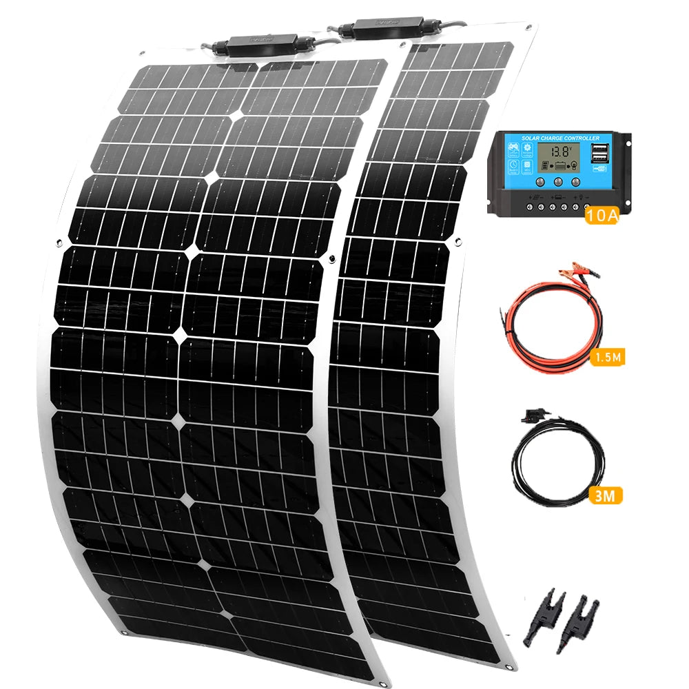 Ljustra 12V 50W Flexible Solar Panel Charger for Car Boat Home Camper