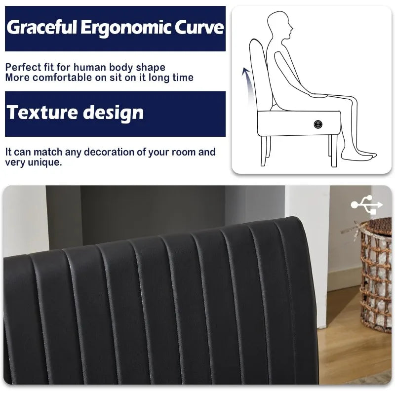 Ljustra Mini Black Leather Armless Loveseat Sofa with USB Port