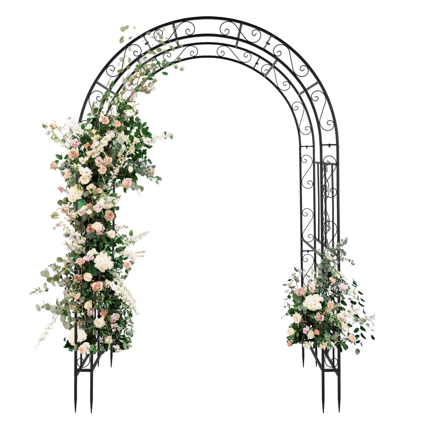 Double Layer Iron Art Arc Top Garden Arch Trellis 134x59x213cm