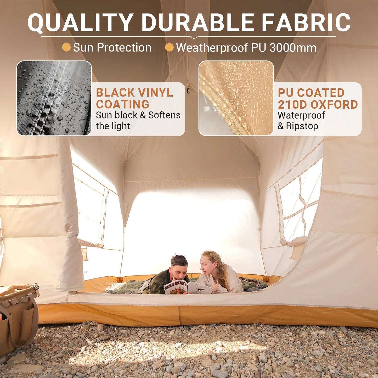 KingCamp Quick-open Tunnel Tent with Awning for Camping Hiking Outdoors