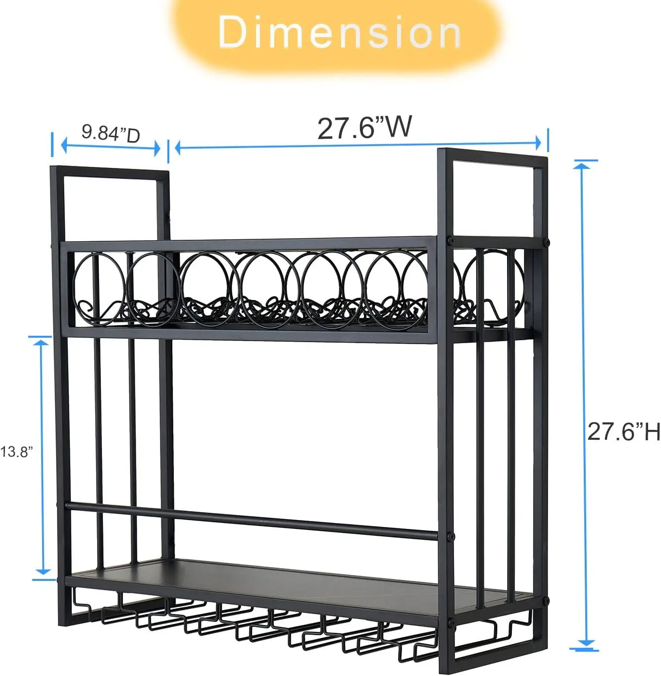 Wine Rack Glass Holder Metal Bottle Storage Home Bar Dining Kitchen