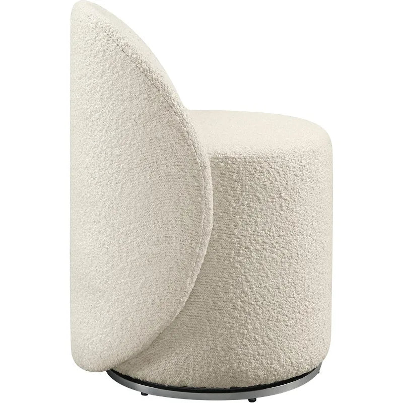 Ljustra Swivel Barrel Vanity Chair Textured Boucle Fabric Cream
