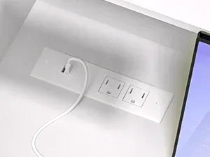 Reception Desk with LED Lights Modern Checkout Counter with Storage Lockers