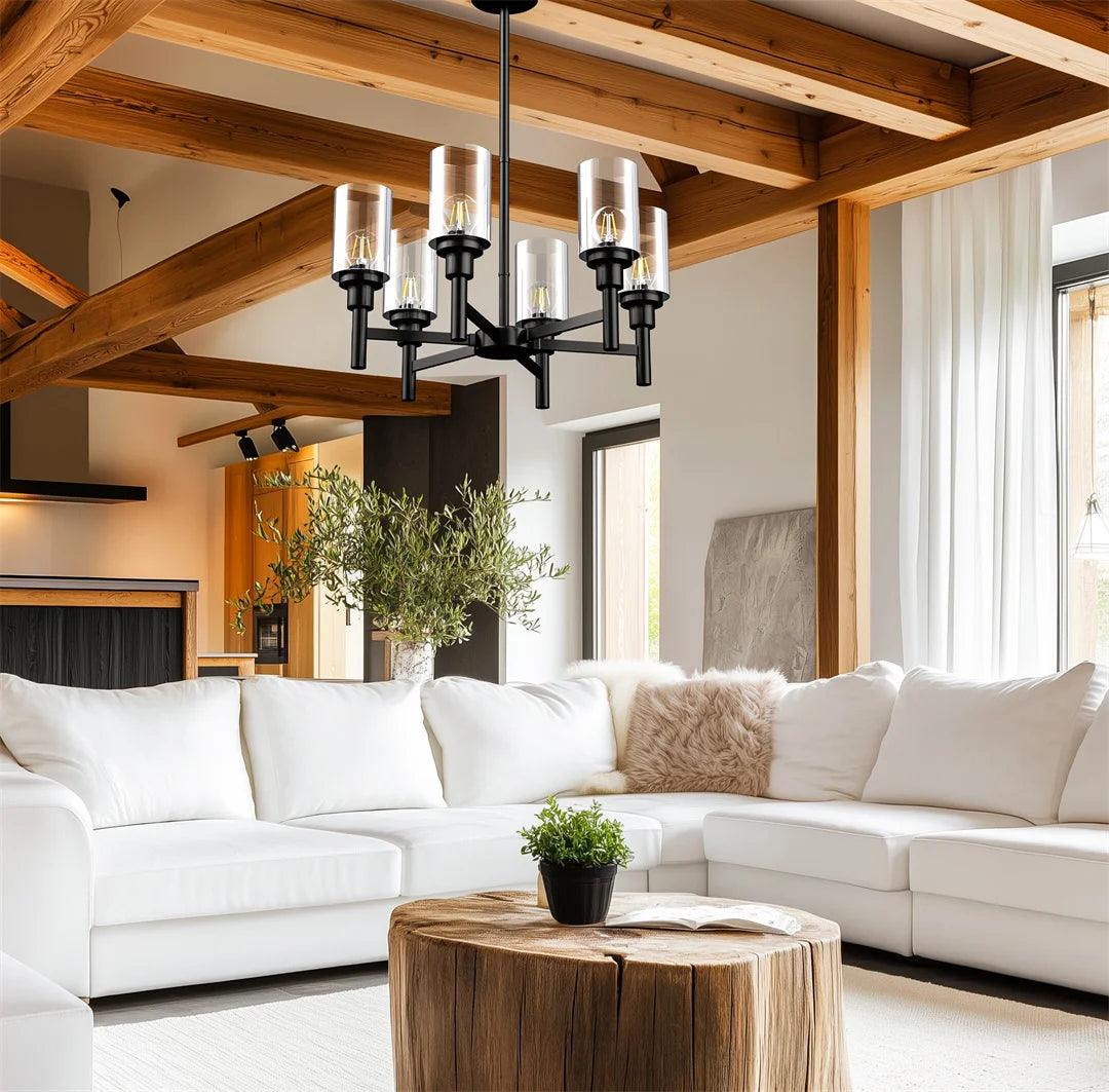 Ljustra 8-Light Industrial Ceiling Lamp Chandelier for Kitchen Dining Room