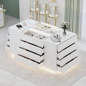 63 Inch Glass Display Cabinet Lighted Jewelry Storage Organizer Retail