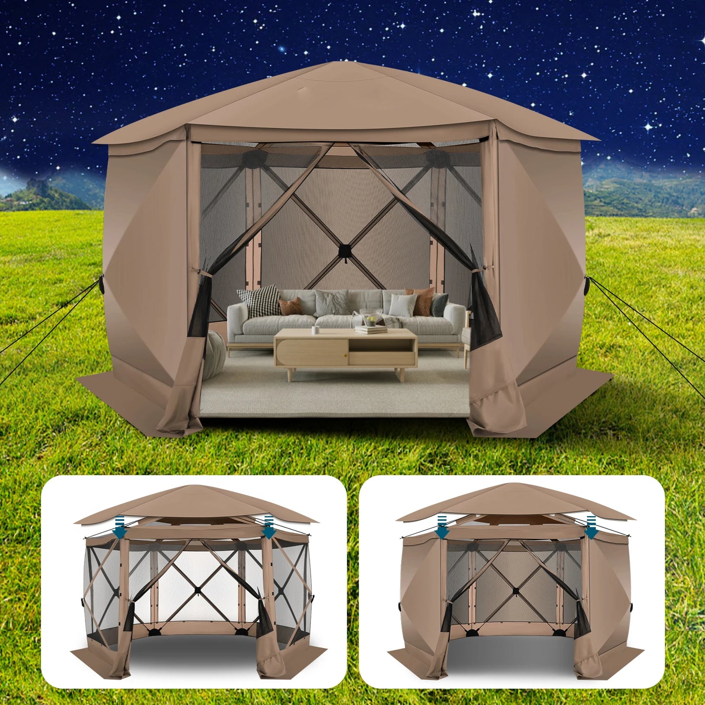 Ljustra Pop Up Gazebo Screen Tent 12x12 Camping with Removable Roof
