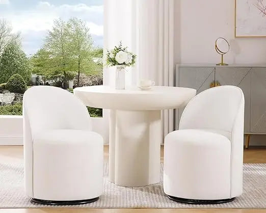 Swivel Barrel Dining Chairs Set of 2 Mid Century Modern Accent Armchairs