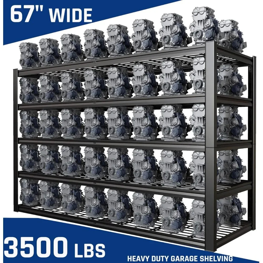 Heavy-Duty 67 Inch 5-Tier Garage Shelving Unit 3500 LBS Capacity