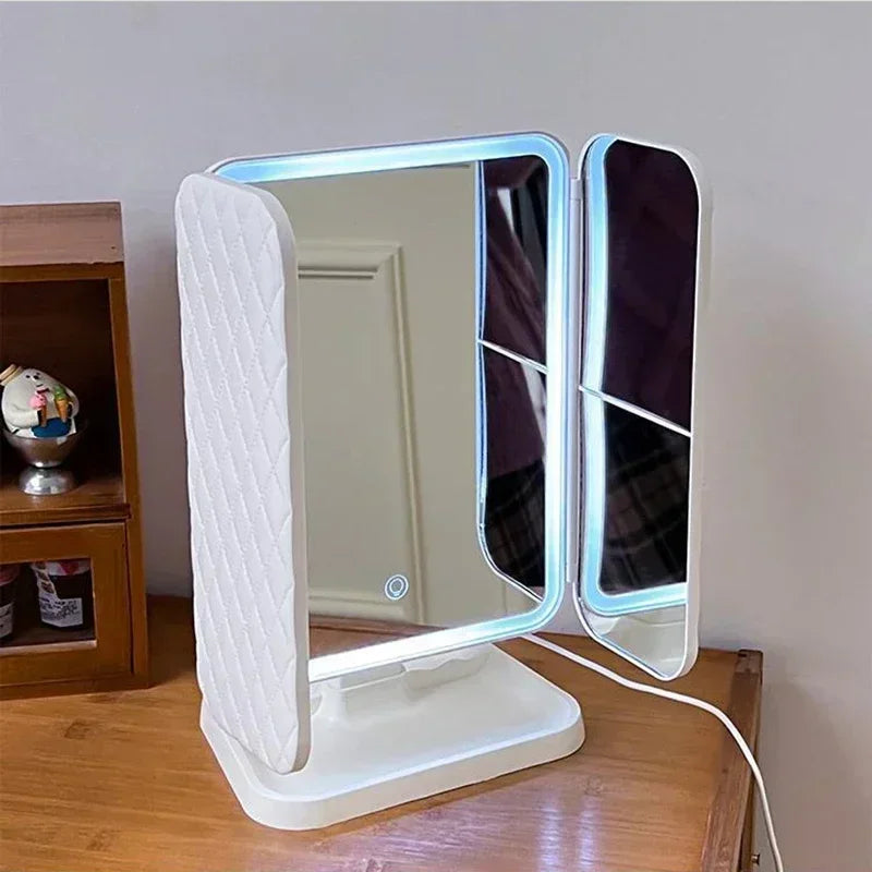 Trifold LED Makeup Mirror with Lights Dimmable Magnification Portable