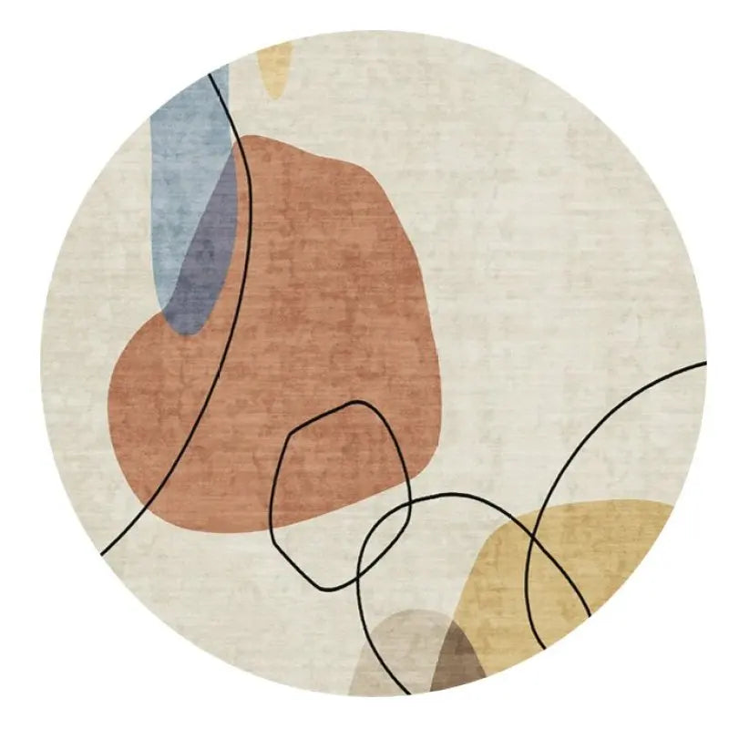 RABBIT G8070-2 Washable Non-Slip Round Rug 41x41 Durable Indoor Decor
