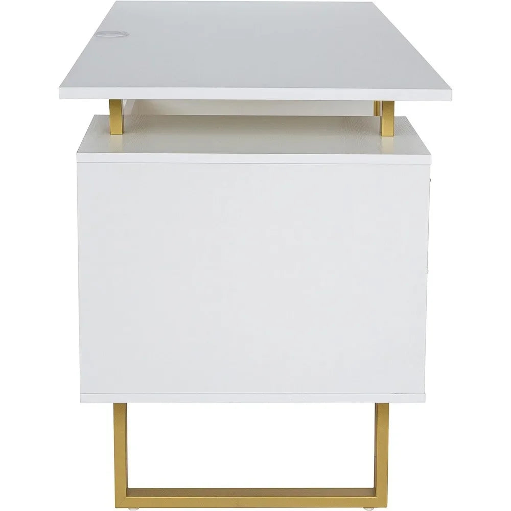 Ljustra Modern Office Desk with Storage Drawers and Cabinet 51.25" Wide