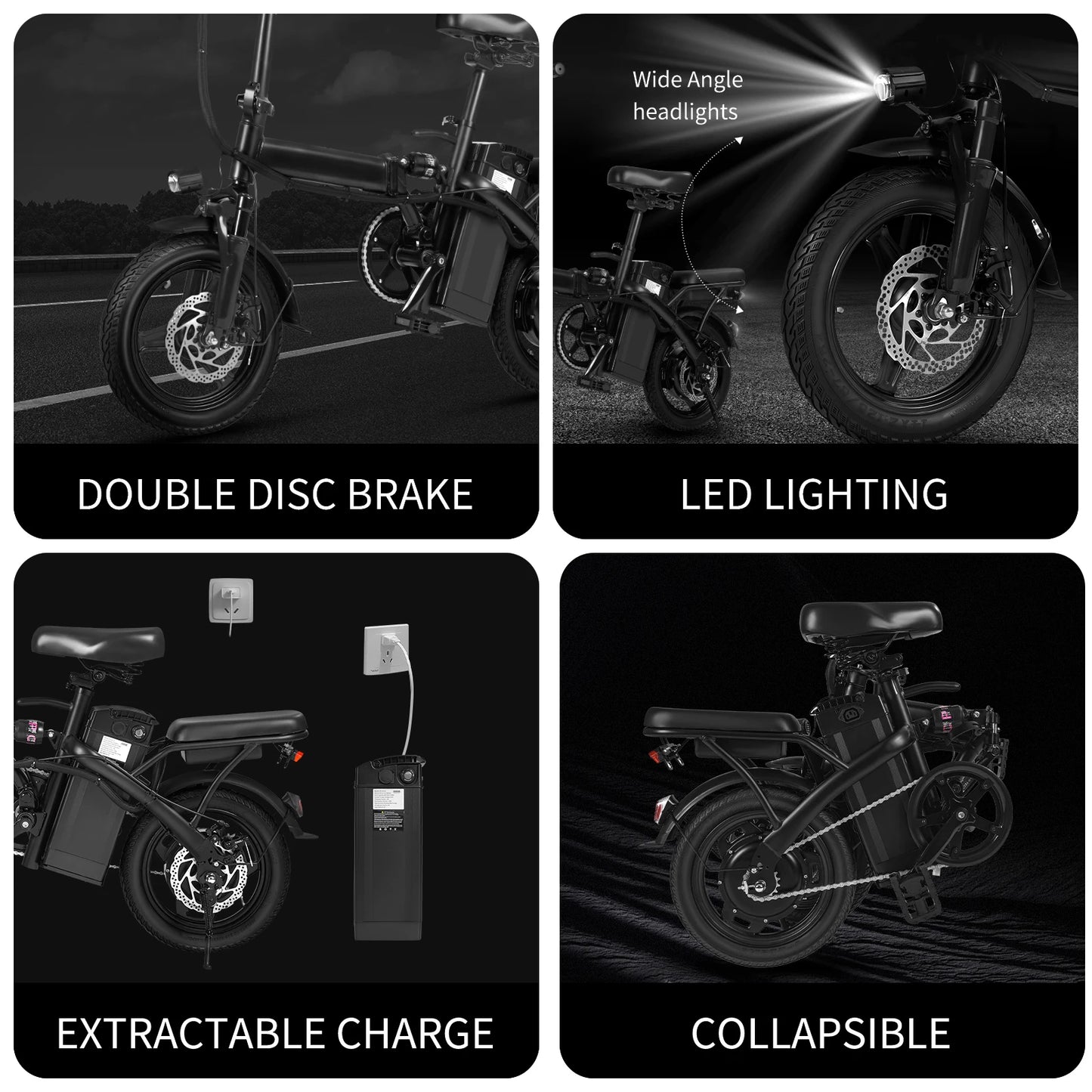 Ljustra 400W Foldable Electric Bicycle 14 Inch 22 Mile Range 20MPH