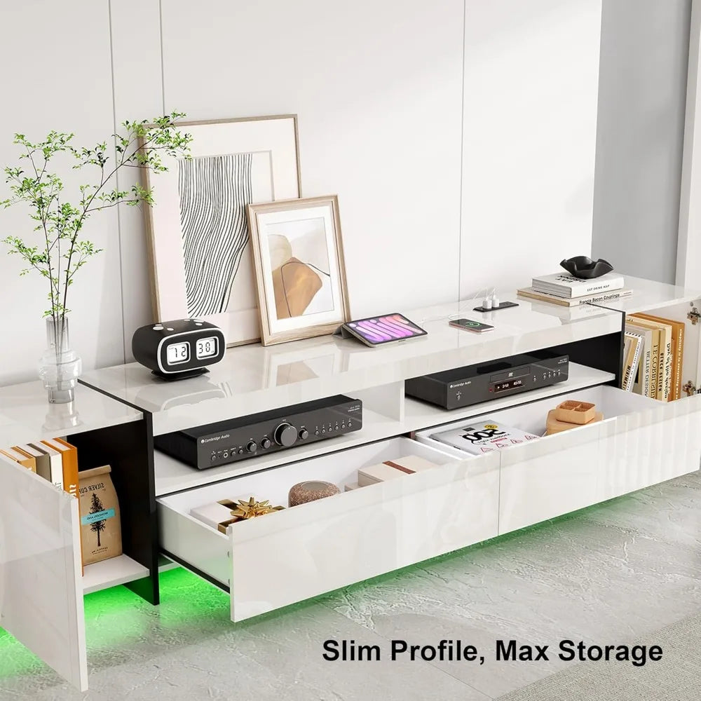 Ljustra 94.5" Modern TV Stand for Up to 100" TV with LED Lights