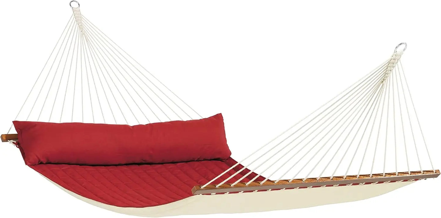 King Size Quilted Spreader Bar Hammock for 2 People Weatherproof