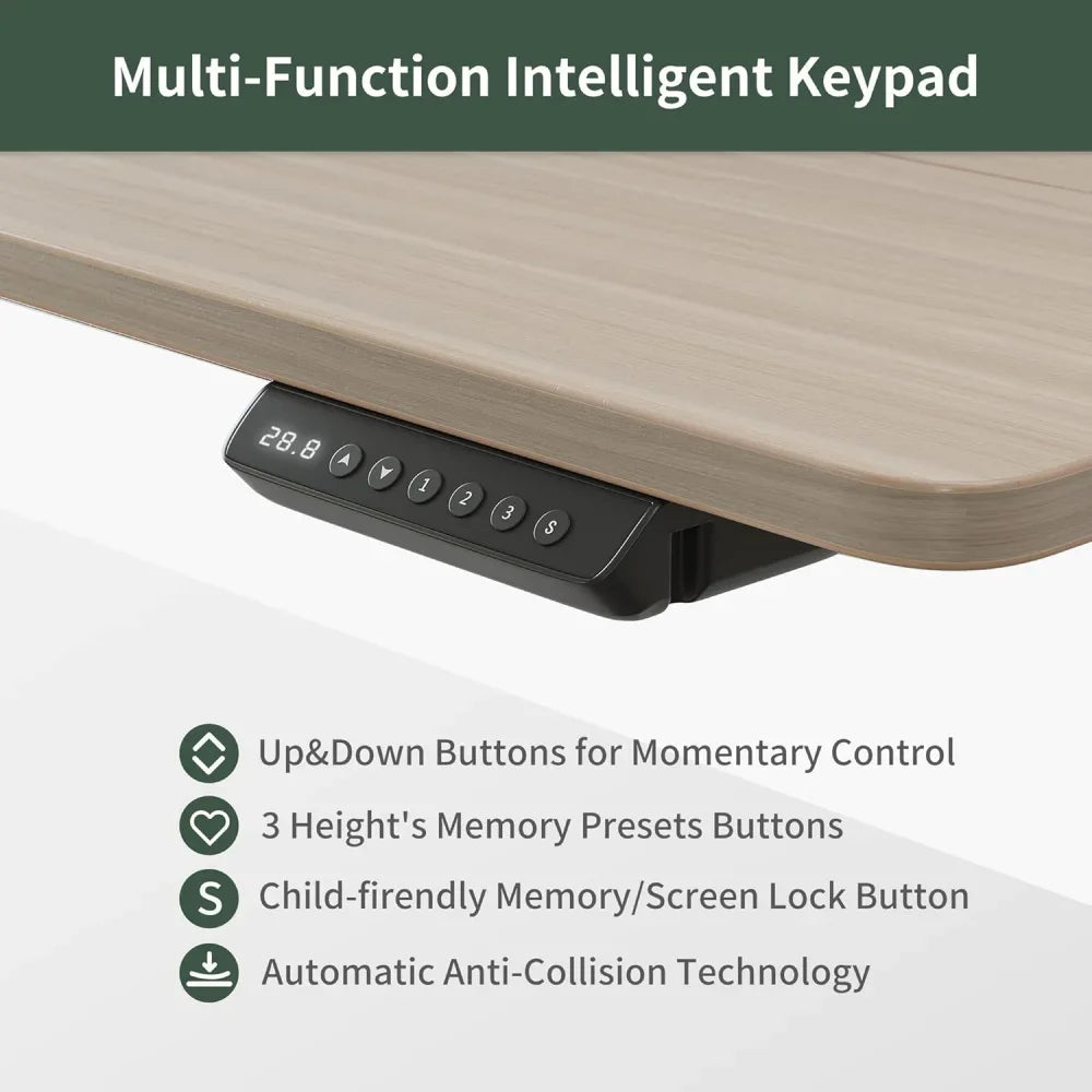 Electric Standing Desk with Drawers Adjustable Height Home Office Desk 55x26