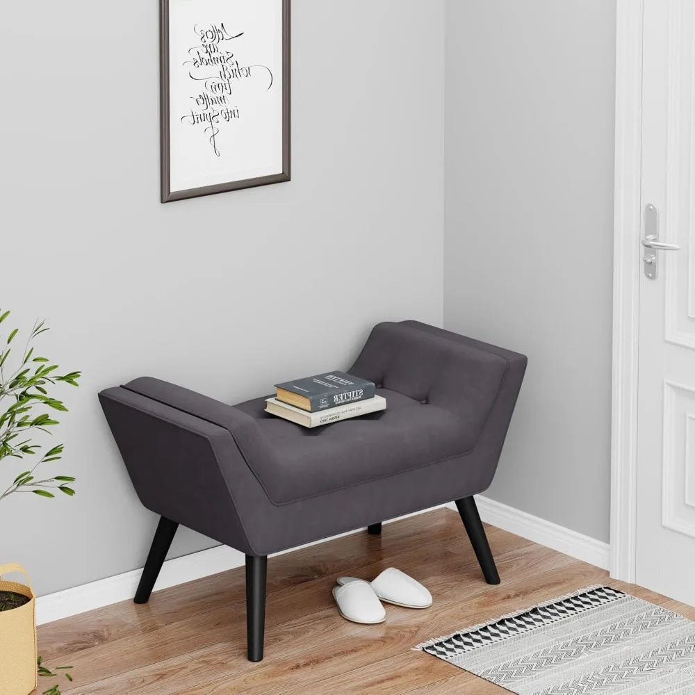 Velvet Tufted Ottoman Bed Bench Upholstered Entryway Storage Footstool