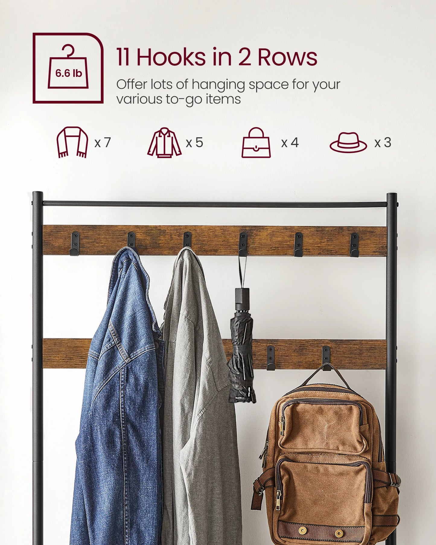 Ljustra 3-in-1 Coat Rack Hall Tree Shoe Storage Entryway Bench