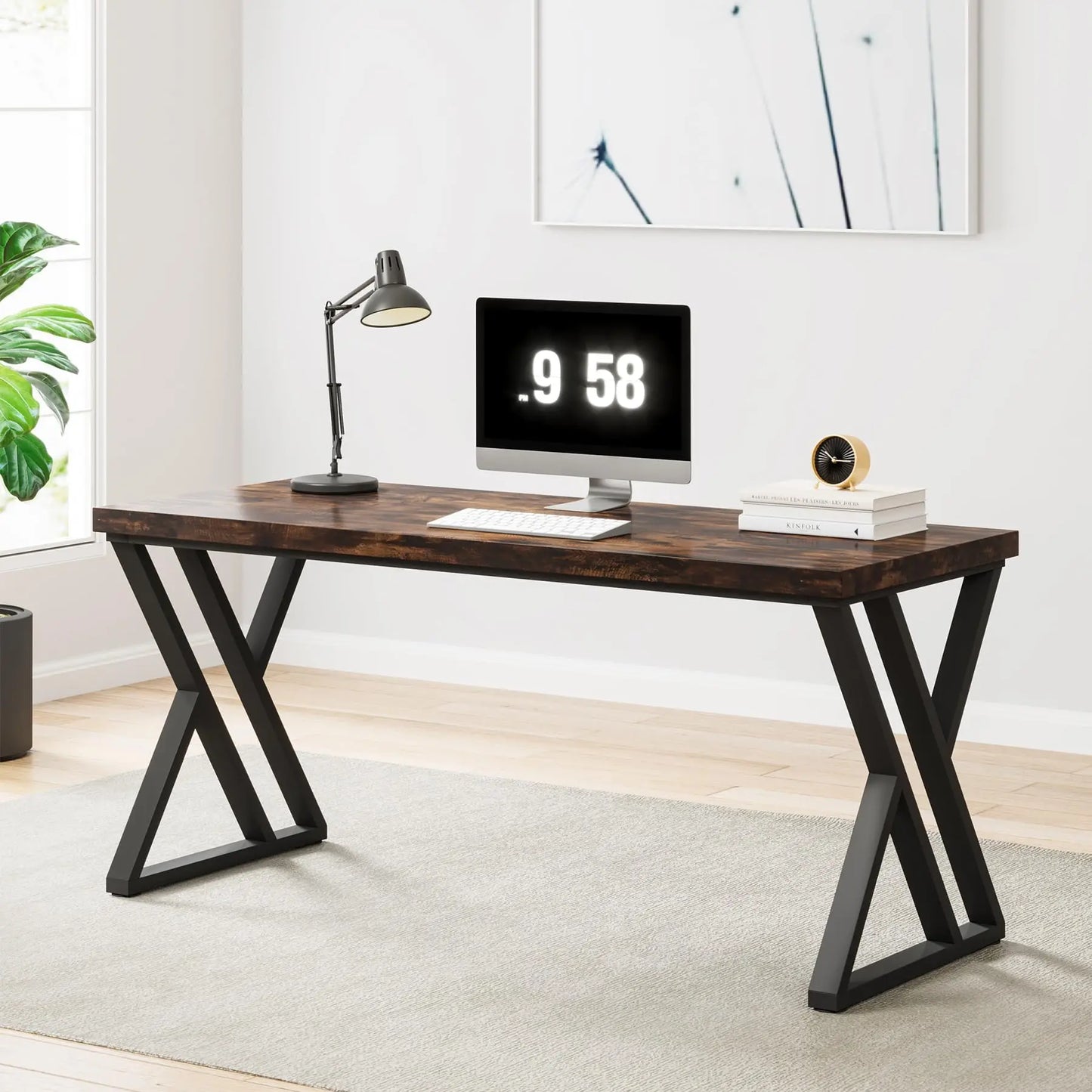 Ljustra Modern Z-Shaped Writing Desk 55 Inch Heavy Duty Home Office