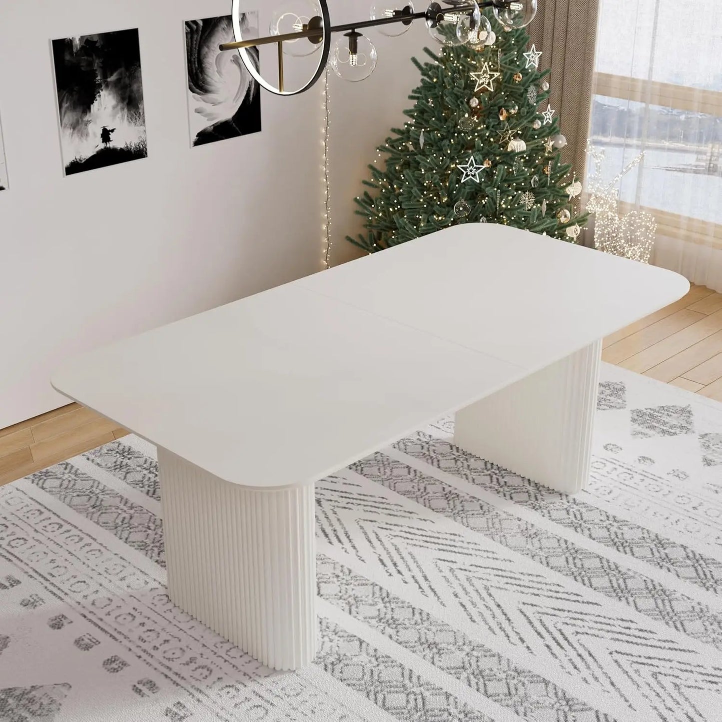 Modern Oval Dining Table Easy to Assemble Minimalist Accent Furniture