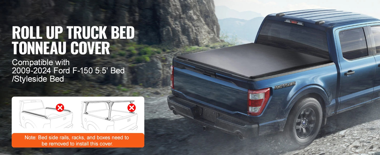 SucceBuy Roll Up Truck Bed Cover for 2009-2024 Ford F-150 5.5ft