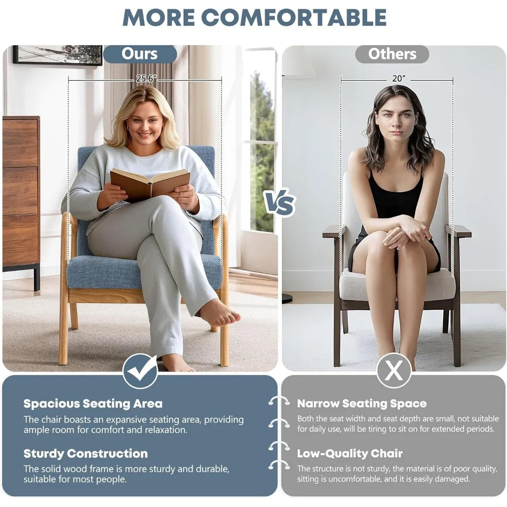 Mid-Century Modern Accent Chair Upholstered Lounge Chair with Pillow